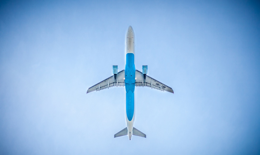 View of airplane flying.