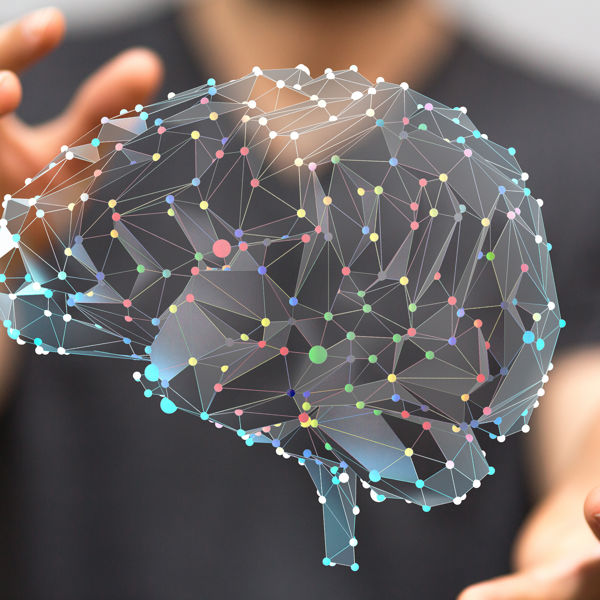 Brain in man hand