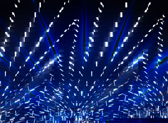 light tracks on blue background